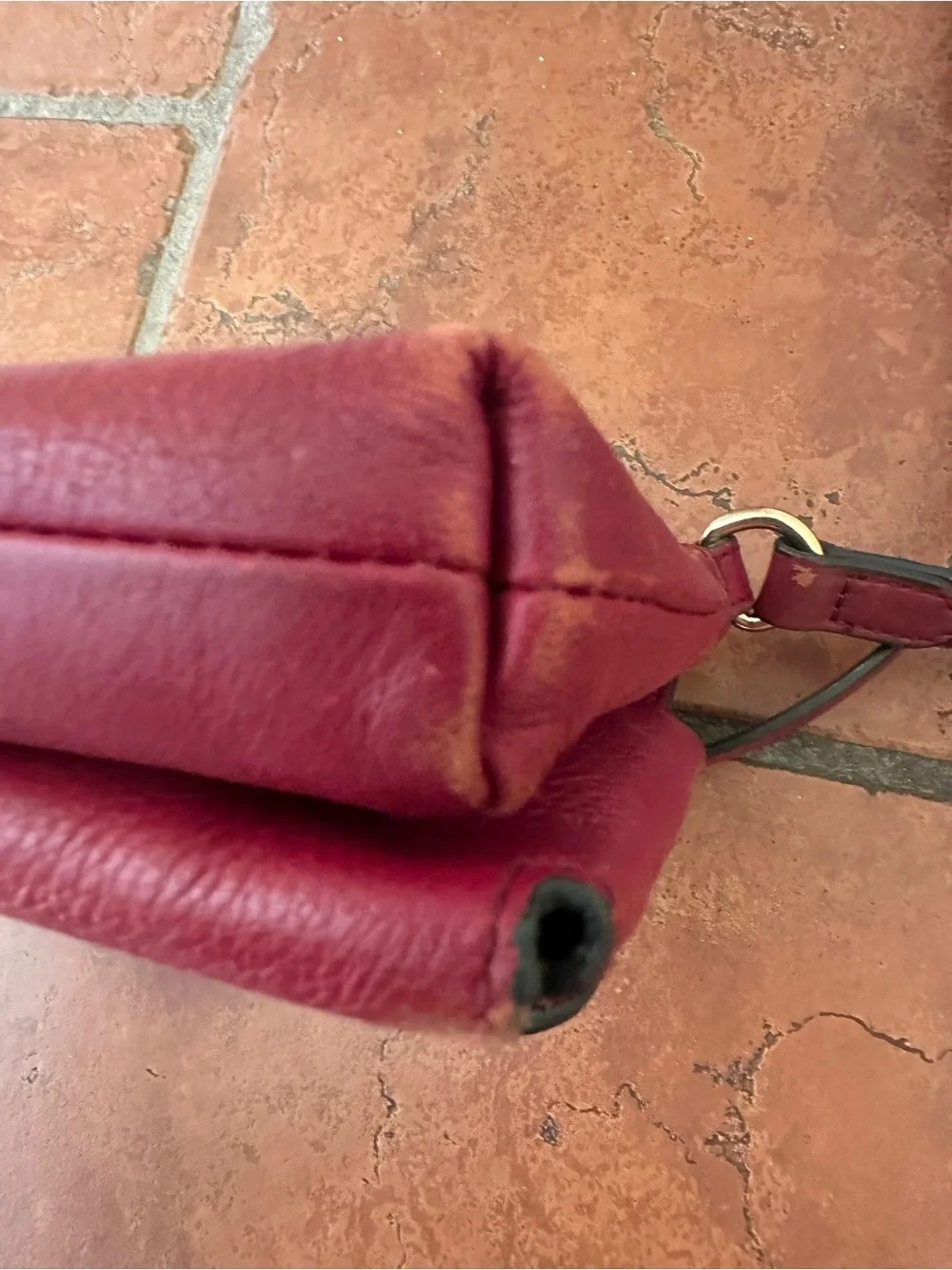 Vince Camuto Red Pebbled Leather Crossbody with Gold Hardware
